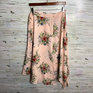 Topshop tall size 6 pink floral midi  skirt